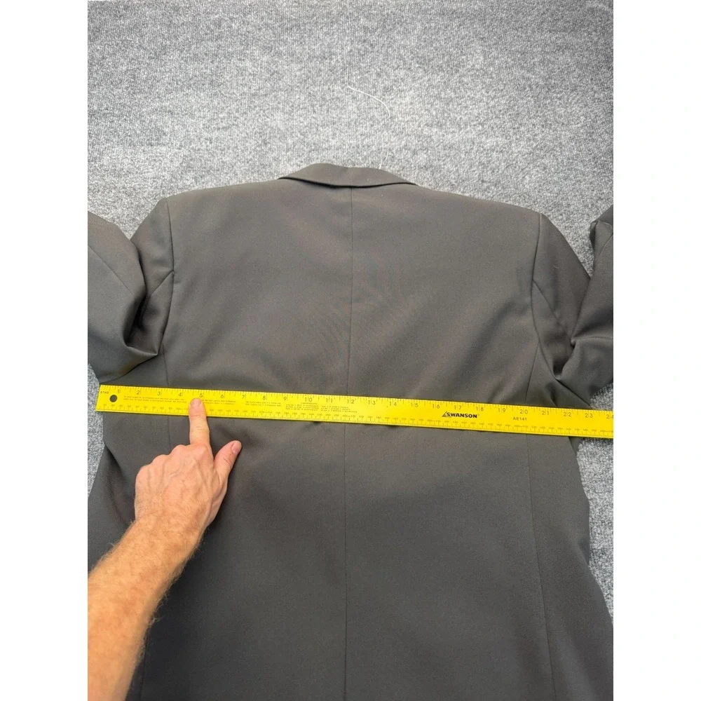 Franko Gotti Mens 42L Blazer Jacket Gray Solid 3 Button Polyester Sport Coat Lon